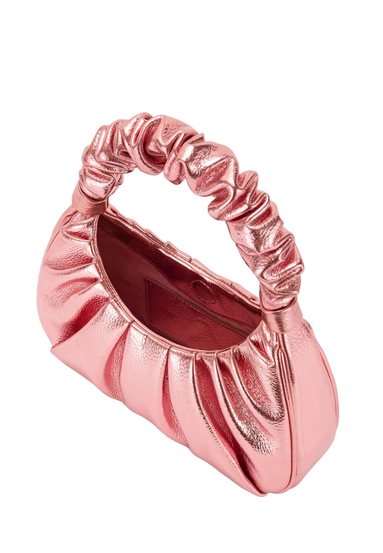 Gabbi Metallic Ruched Hobo Handbag - Pink