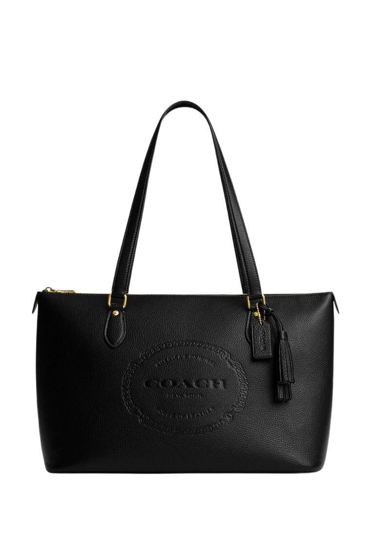 Gallery Tote With Coach Heritage Gold Black