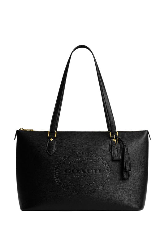 Gallery Tote With Coach Heritage Gold Black