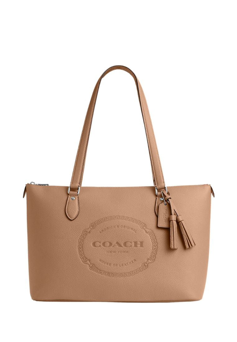 Gallery Tote With Coach Heritage Silver Taupe