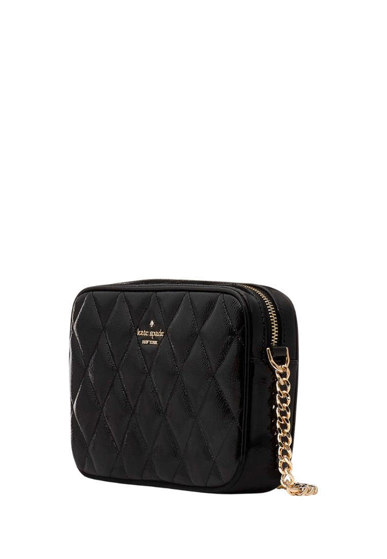 Glimmer Quilted Patent Leather Boxed Crossbody Set Black
