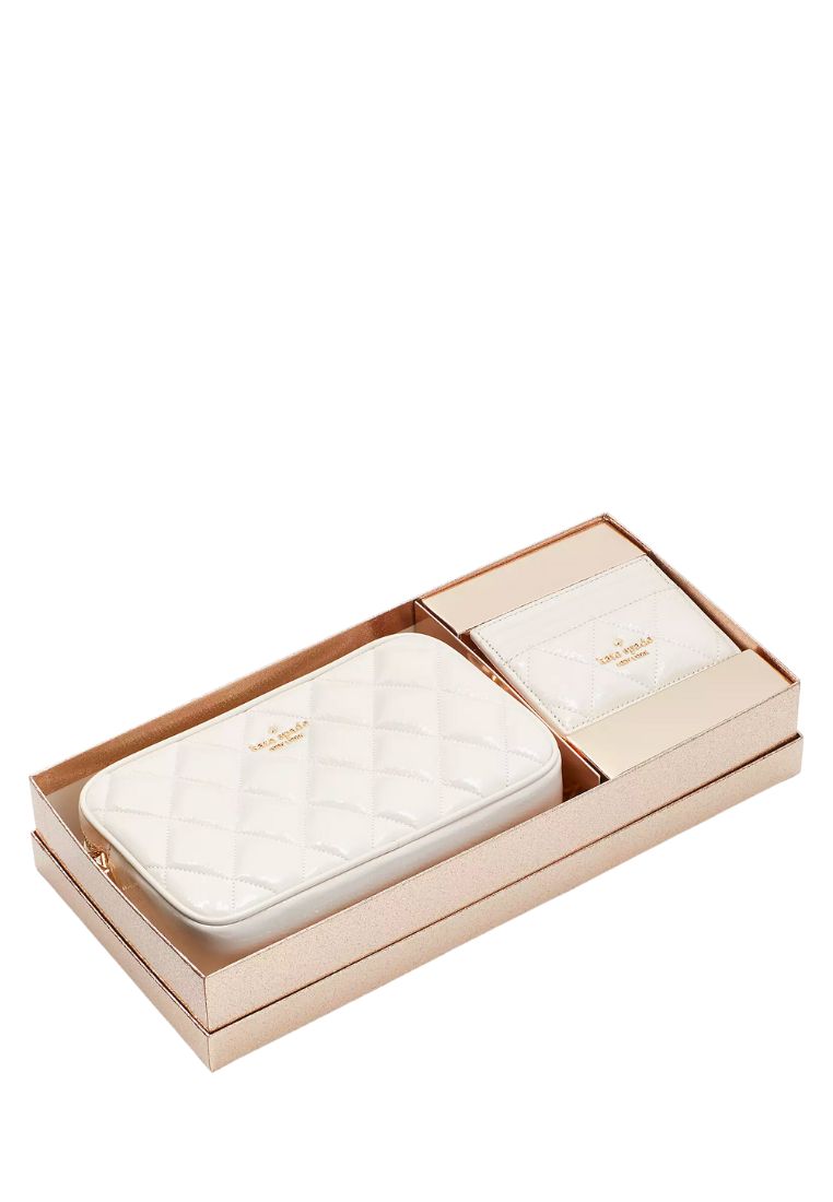 Glimmer Quilted Patent Leather Boxed Crossbody Set Parchment