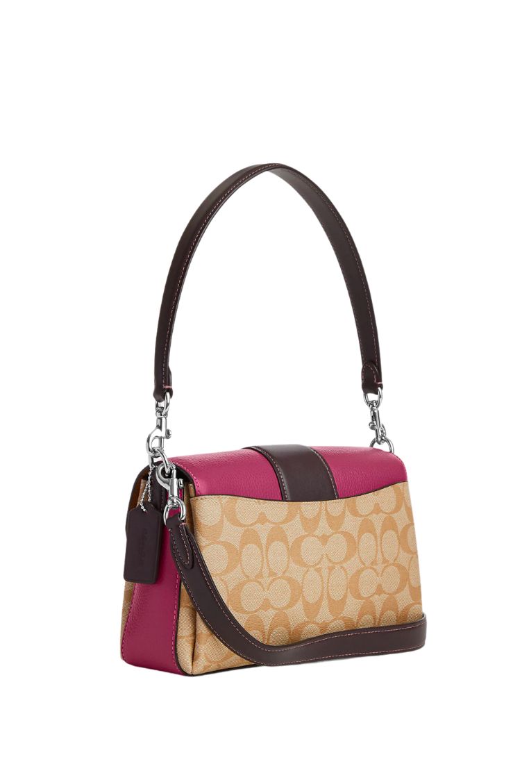 Grace Shoulder Bag In Colorblock Signature Canvas LT Raspberry