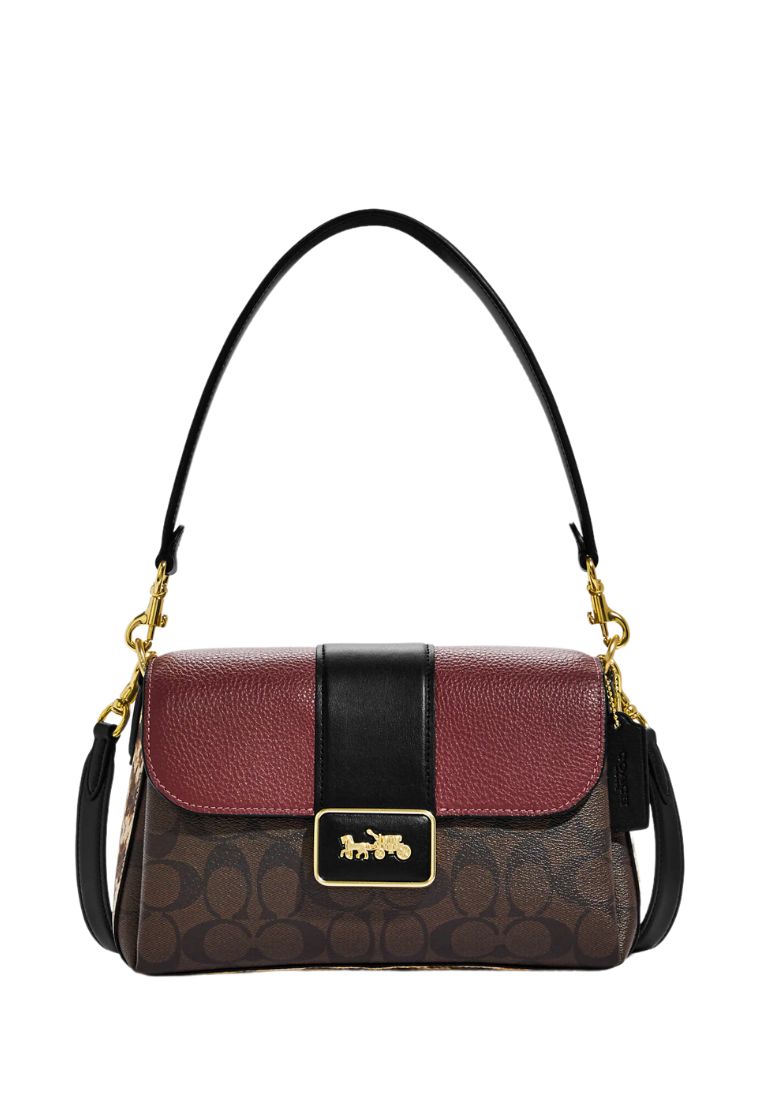 Grace Shoulder Bag In Signature Canvas Brown Black Multi