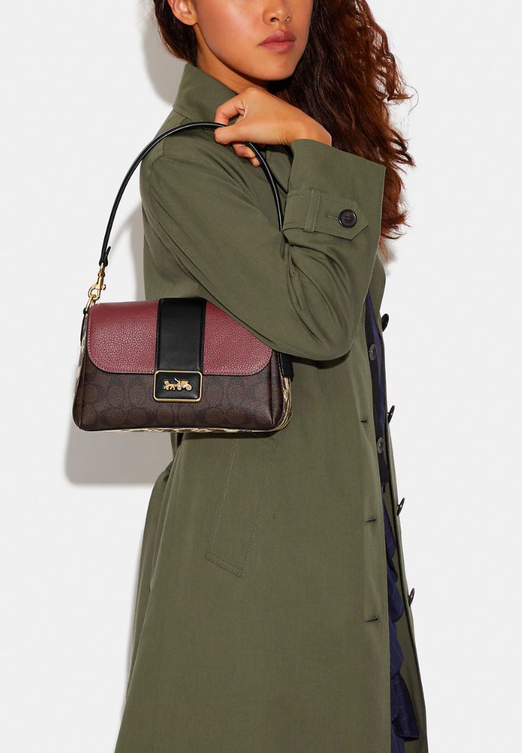 Grace Shoulder Bag In Signature Canvas Brown Black Multi