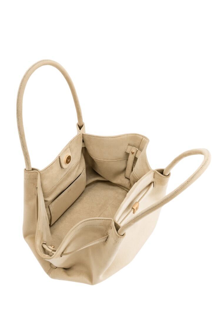 Hana Medium Faux Suede Tote Bag - Off White