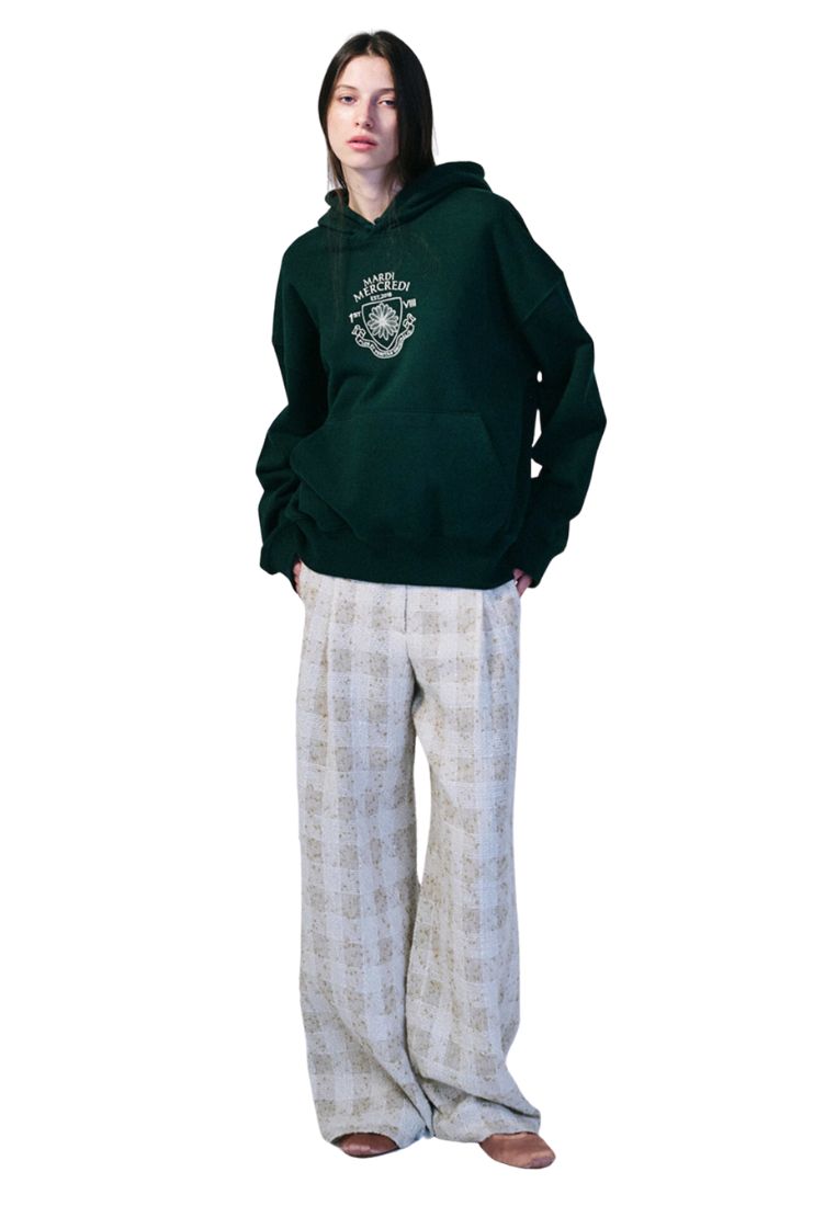 Hoody Alumni Small Emblem Needlework Deep Green Cream