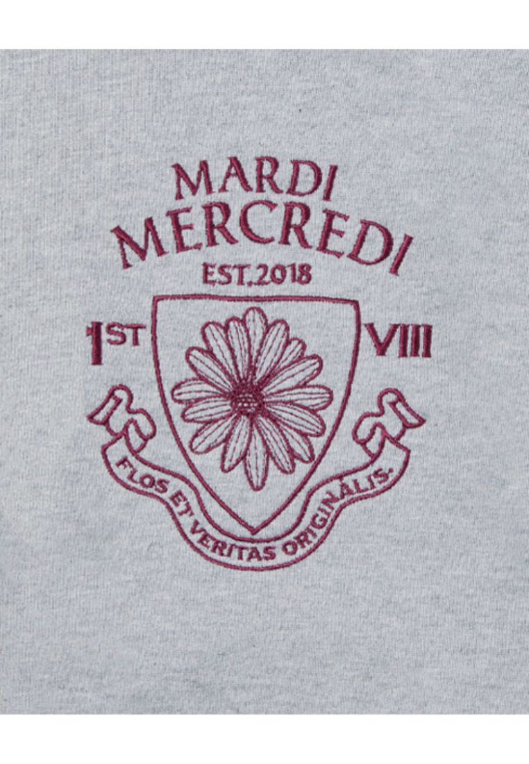 Hoody Alumni Small Emblem Needlework Grey Burgundy