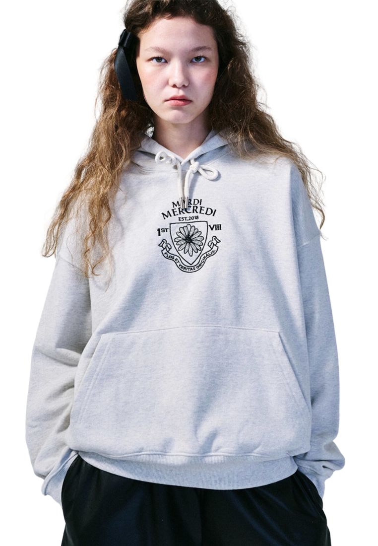 Hoody Alumni Small Emblem Needlework Oatmeal Black