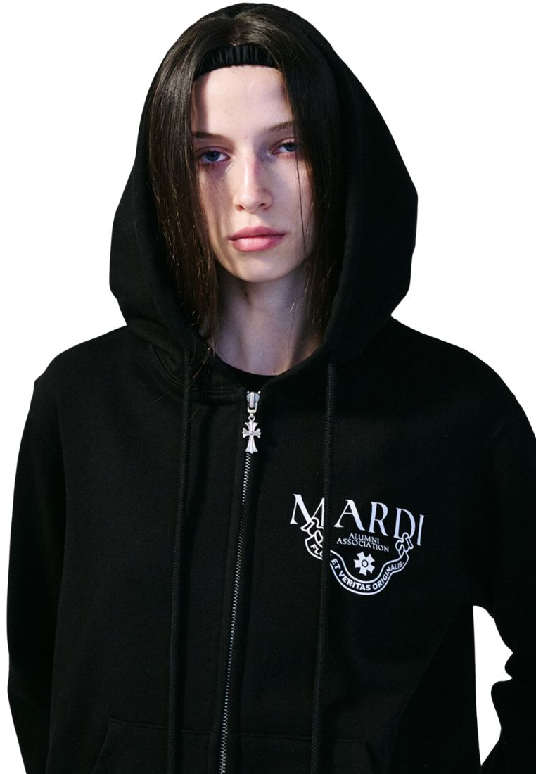 Hoody Zip Up Alumni Classique Black White