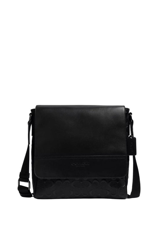 Houston Map Bag In Signature Leather Smooth Leather Gunmetal Black