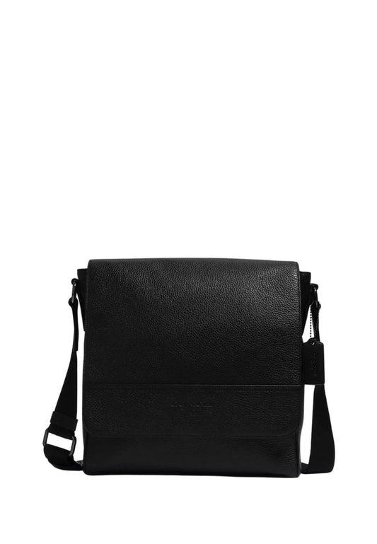 Houston Map Bag Smooth Leather Gunmetal Black