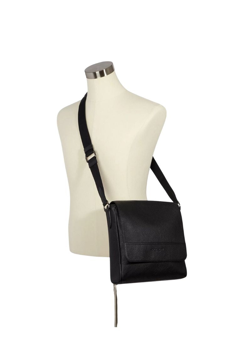 Houston Map Bag Smooth Leather Gunmetal Black