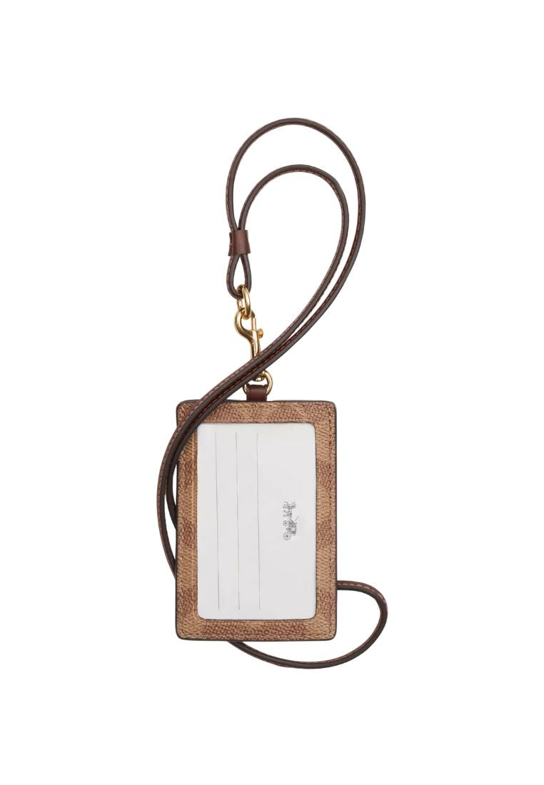 Id Lanyard in Signature Canvas Gold Tan Brown