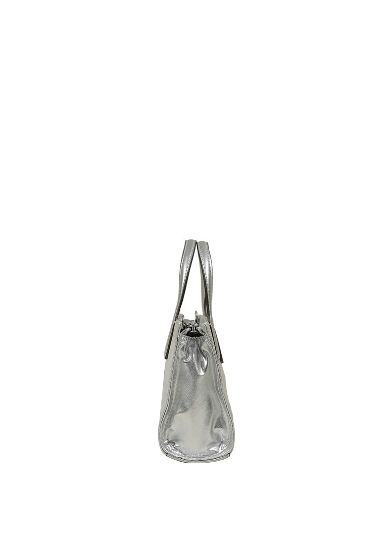 Ella Nylon Metallic Mini Tote Silver