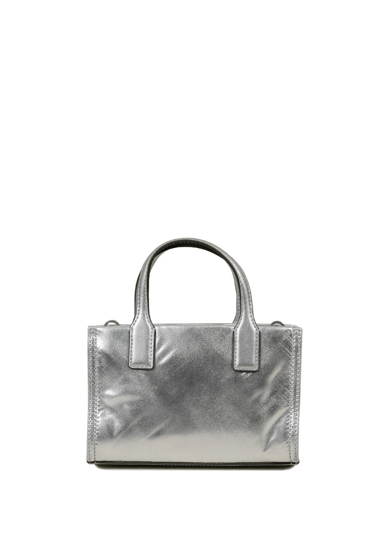 Ella Nylon Metallic Mini Tote Silver