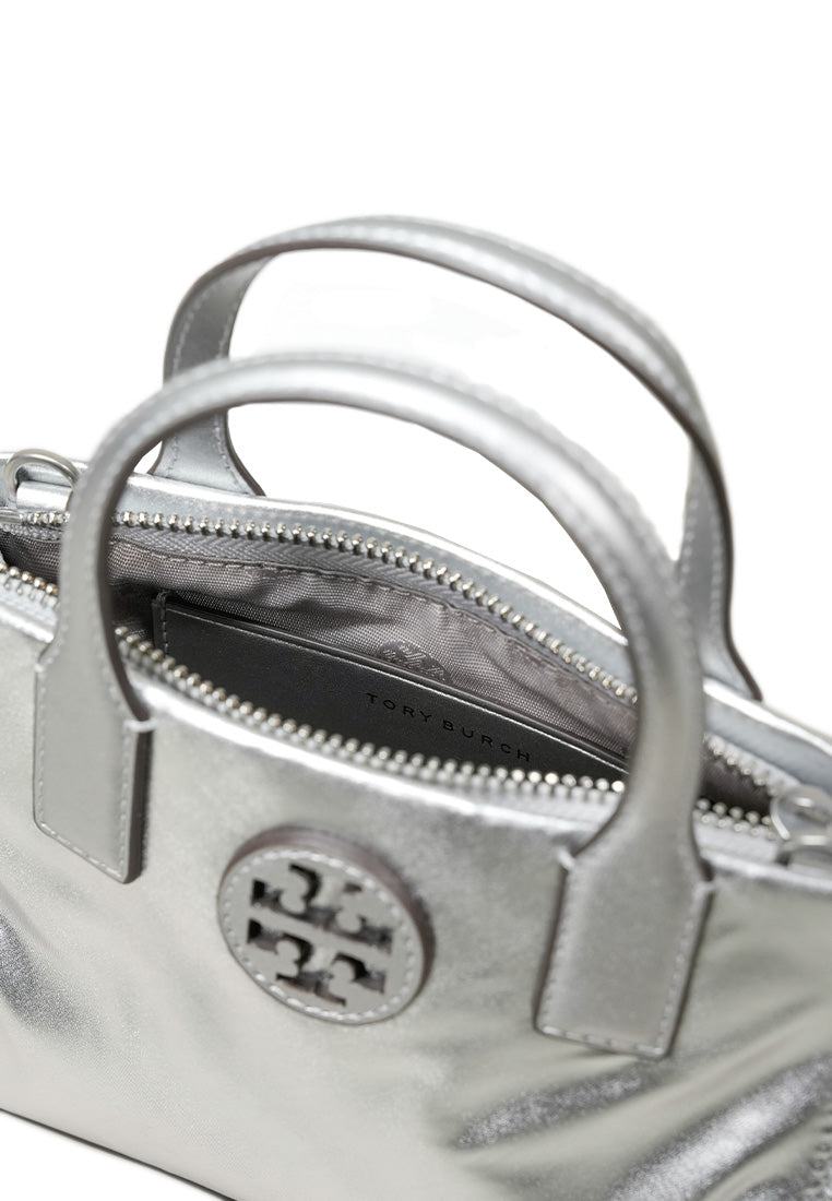 Ella Nylon Metallic Mini Tote Silver