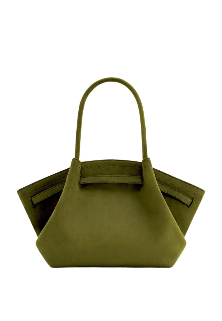 Hana Medium Faux Suede Tote Bag - Dark Olive