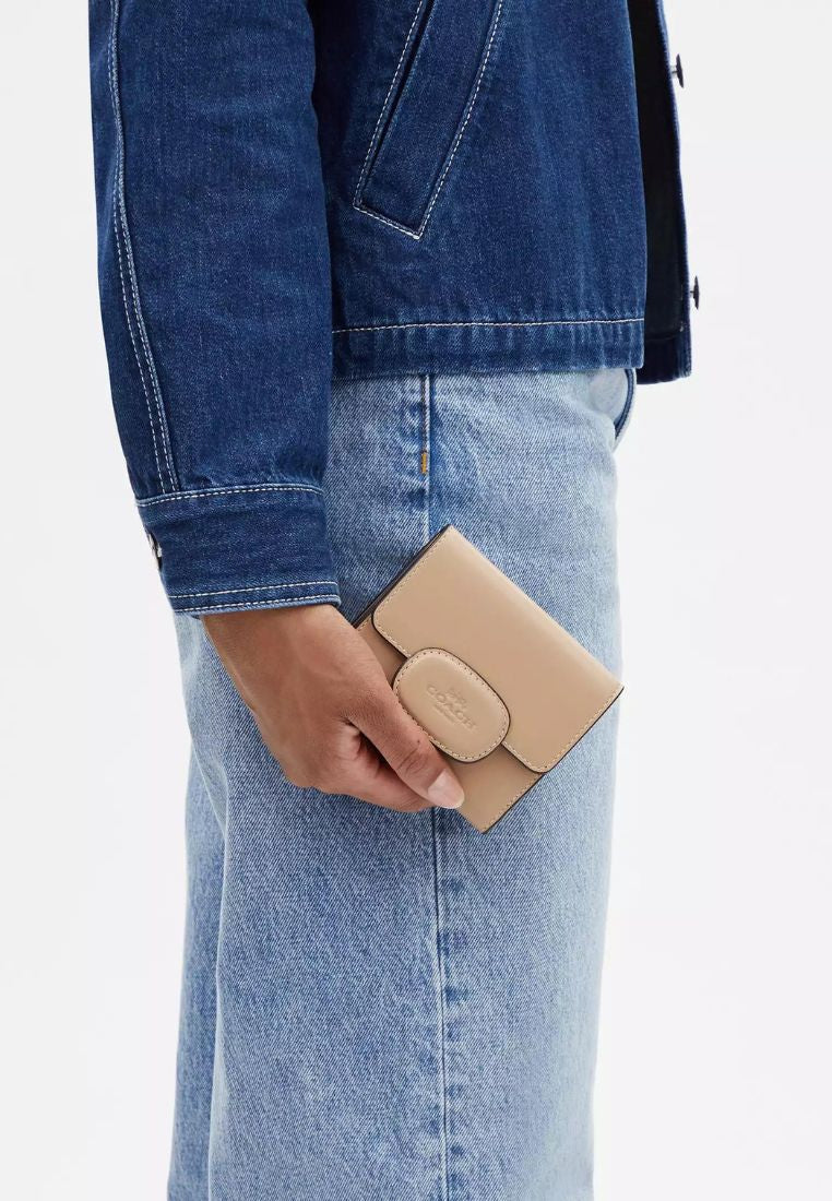 Eliza Small Wallet With Leather Covered Closure Tan