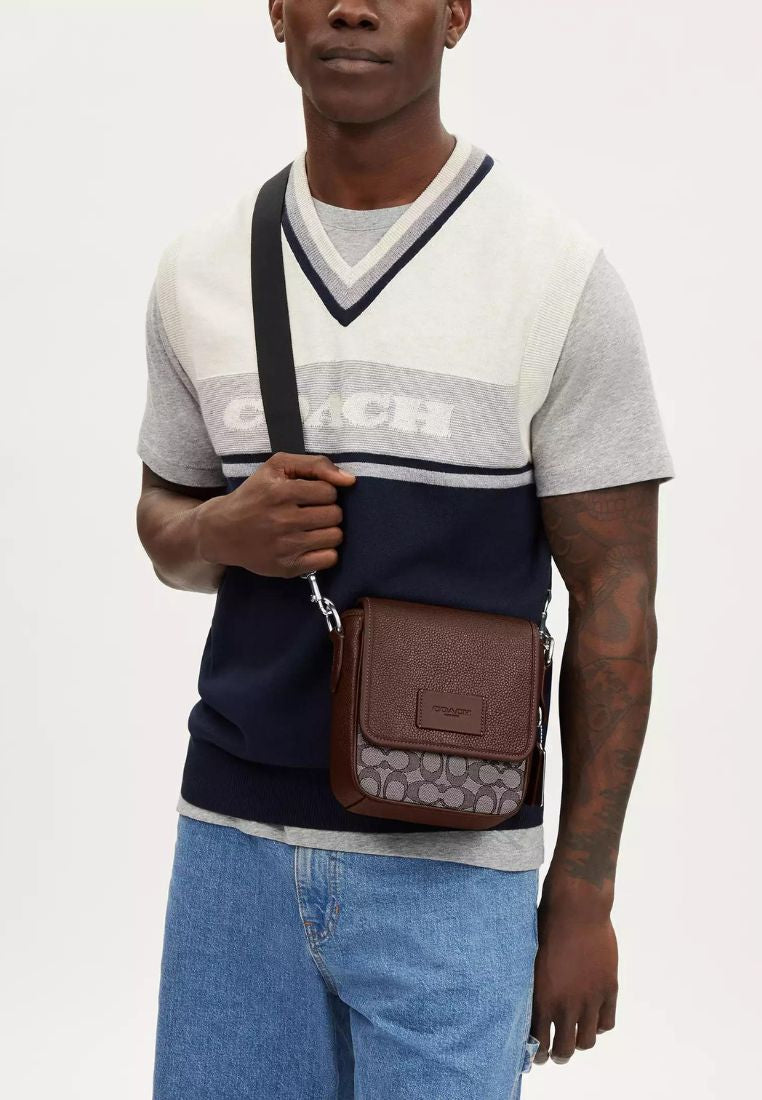Lucas Crossbody In Signature Jacquard Oak Maple