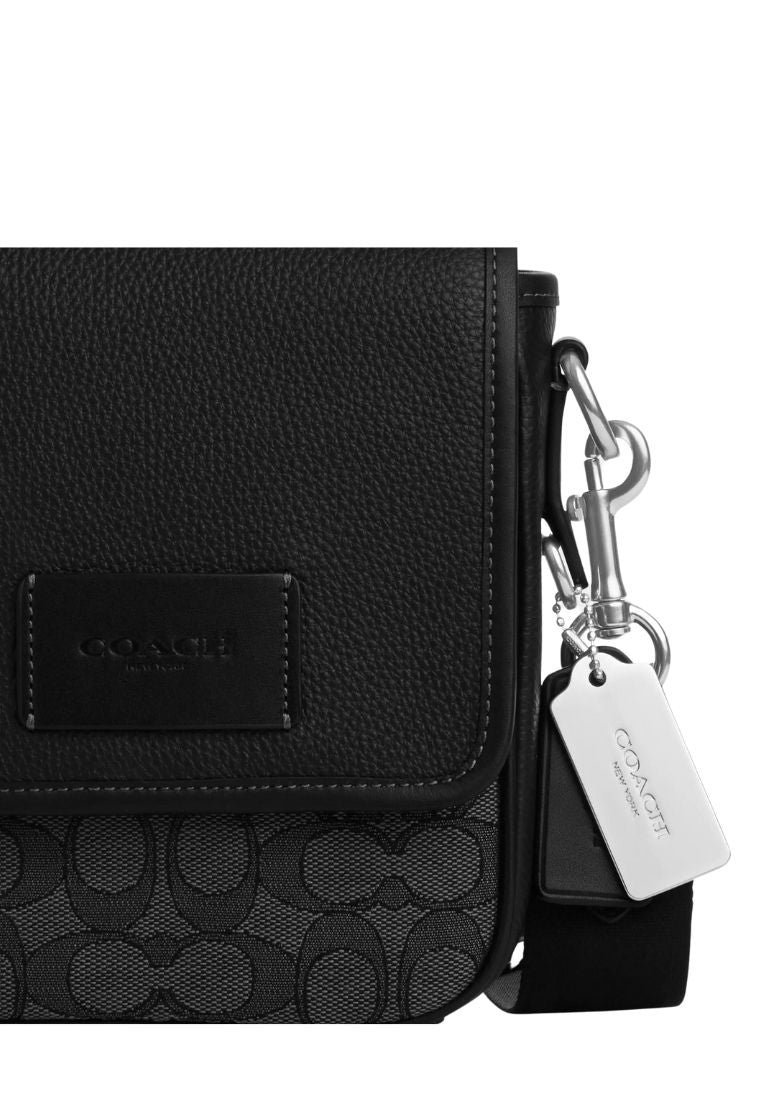 Lucas Crossbody In Signature Jacquard Charcoal Black