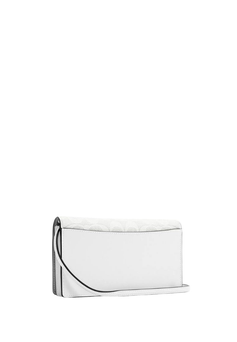 Anna Foldover Clutch Crossbody In Signature Canvas Glacier White