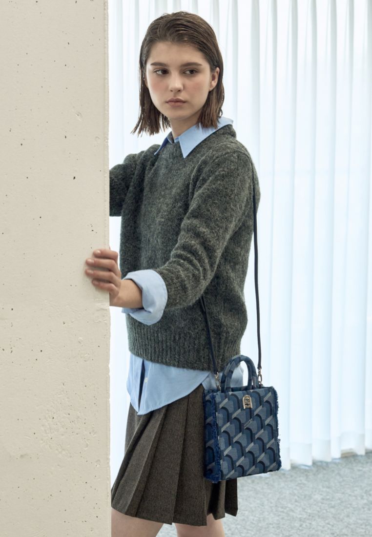 Jeans Monogram Tote Denim Blue XS