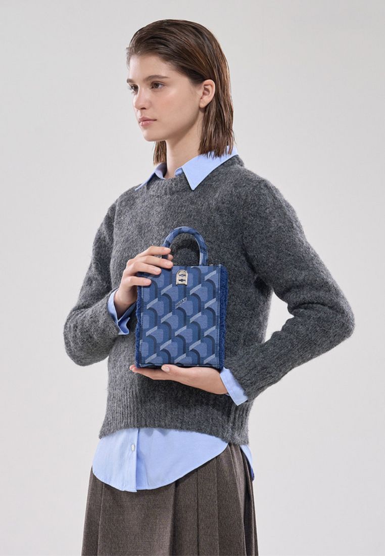 Jeans Monogram Tote Denim Blue XS