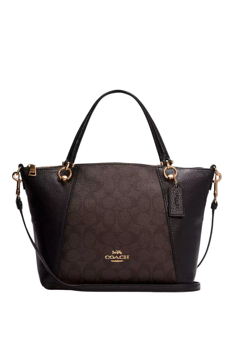 Kacey Satchel In Signature Canvas Brown Black