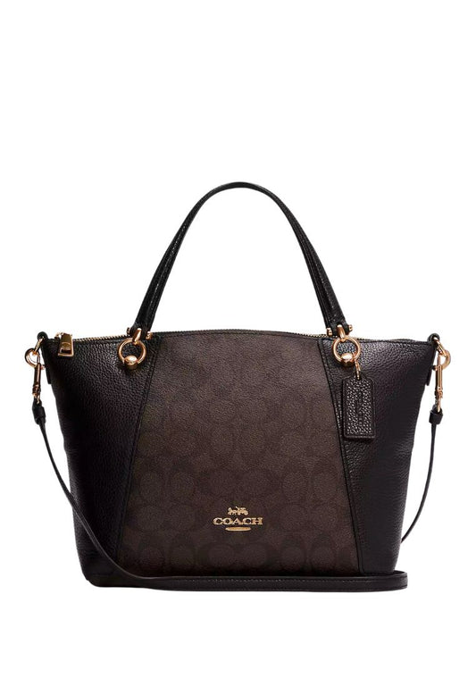 Kacey Satchel In Signature Canvas Brown Black