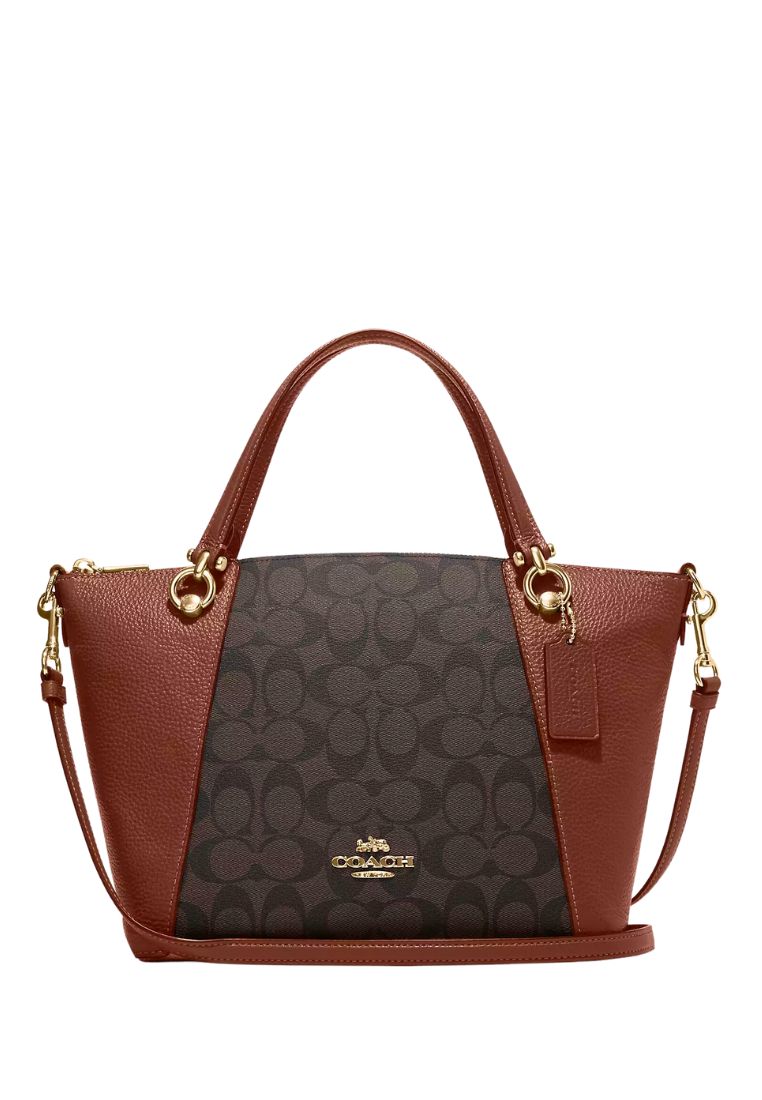 Kacey Satchel In Signature Canvas Brown Redwood