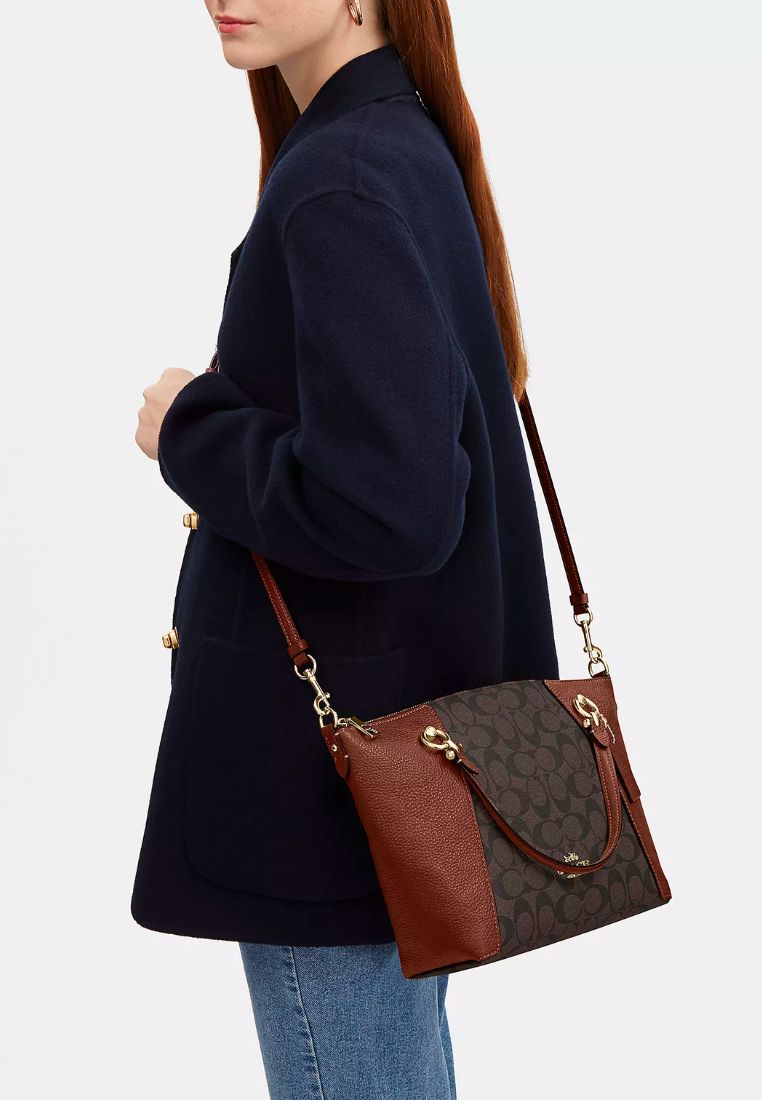 Kacey Satchel In Signature Canvas Brown Redwood