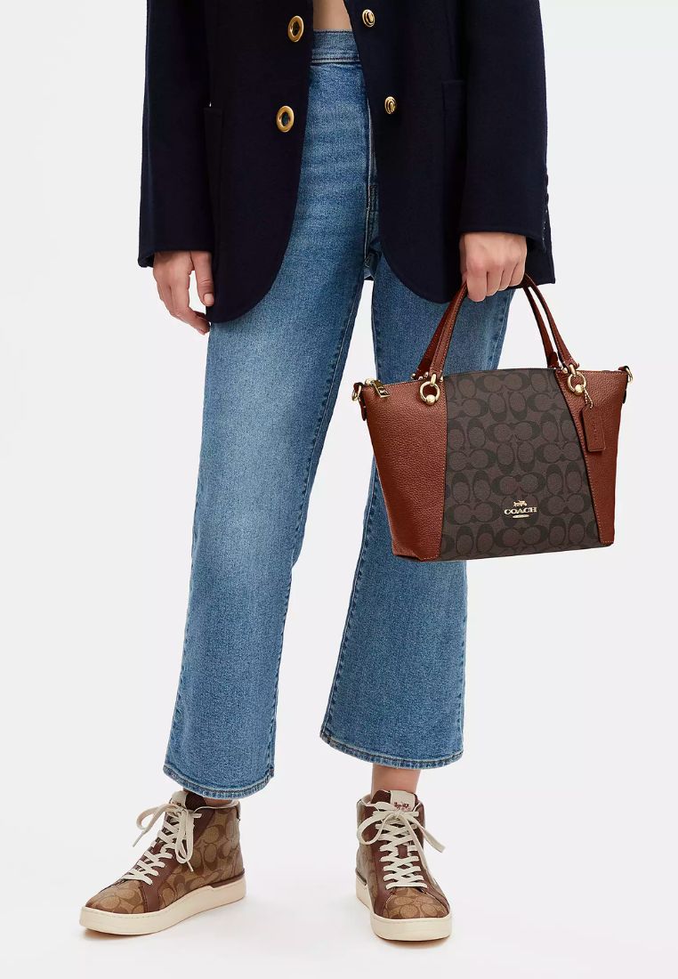 Kacey Satchel In Signature Canvas Brown Redwood