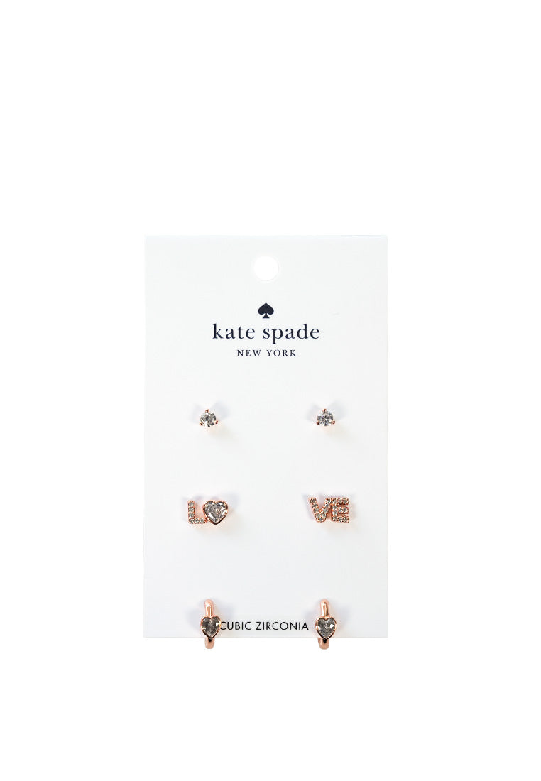 Spell It Out Studs And Huggies Set Rose Gold