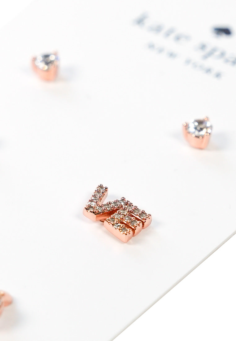 Spell It Out Studs And Huggies Set Rose Gold