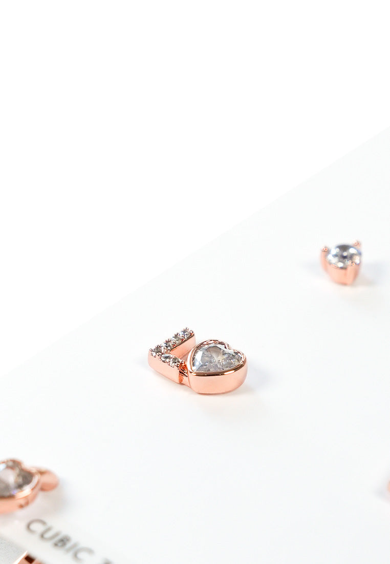 Spell It Out Studs And Huggies Set Rose Gold
