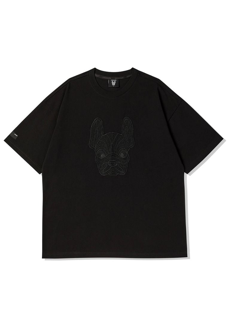 Lace Radog Applique T-Shirt Black