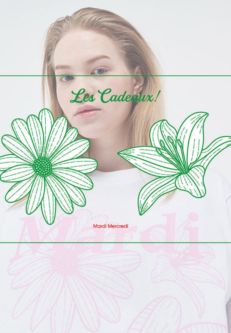 LES CADEAUX Mardi Mercredi (6 Colors)-Triple Flower White Pink