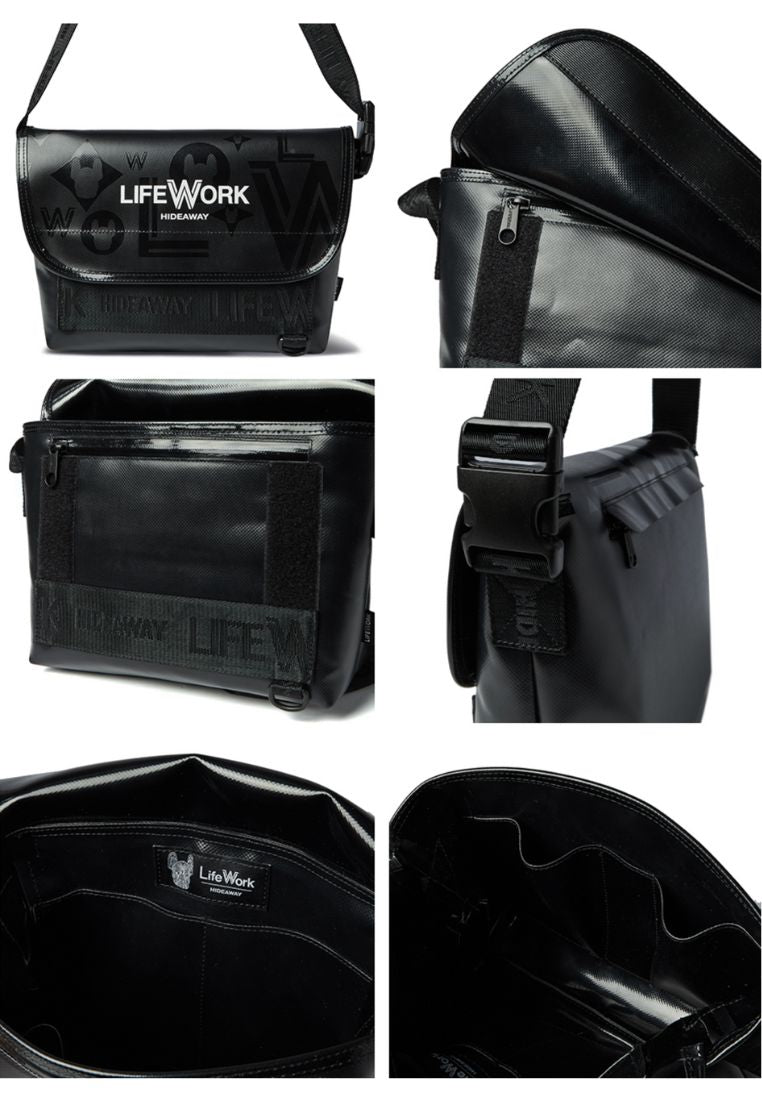 Logo Flap Top Messenger Bag Pattern Black