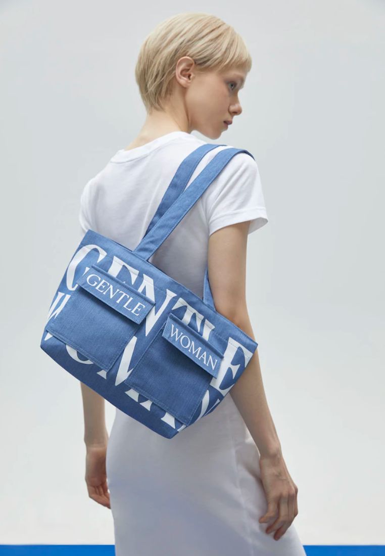 Logo On Double Pocket Mini Tote