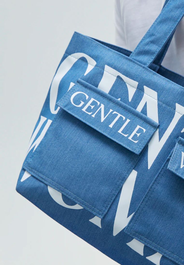 Logo On Double Pocket Mini Tote