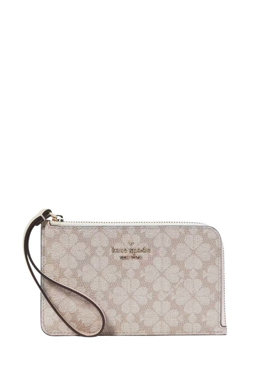 Lucy Small L-zip Wristlet Dark Beige Multi