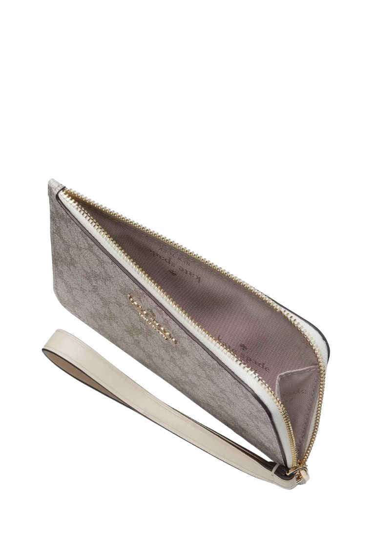 Lucy Small L-zip Wristlet Dark Beige Multi
