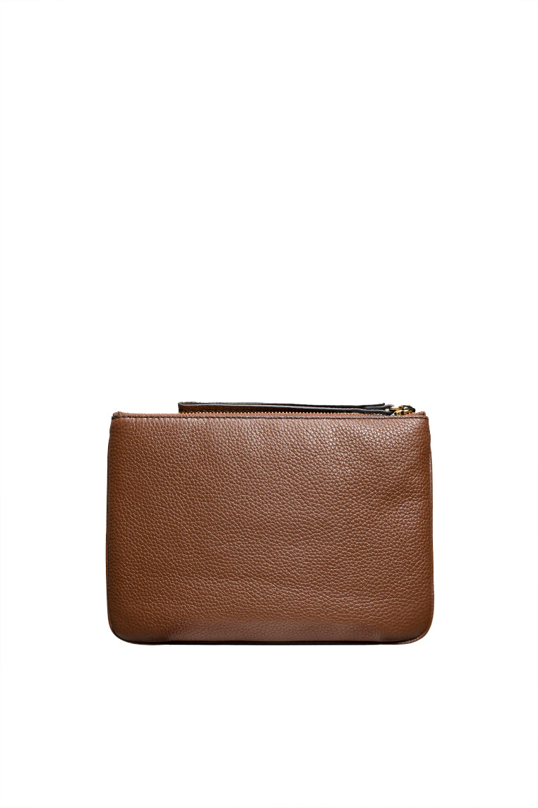 The Groove Leather Wristlet Clutch Brown Bear