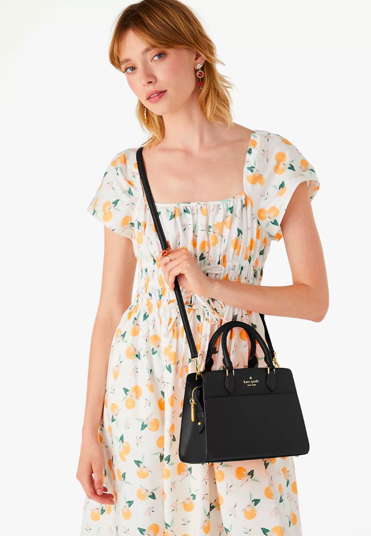 Madison Saffiano Leather Small Satchel Black