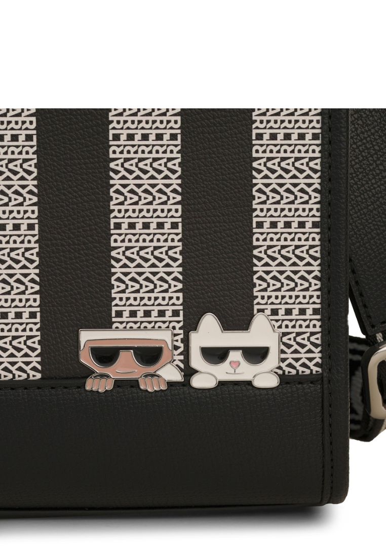 Maybelle Contrast Stripe Top Handle Satchel Black White