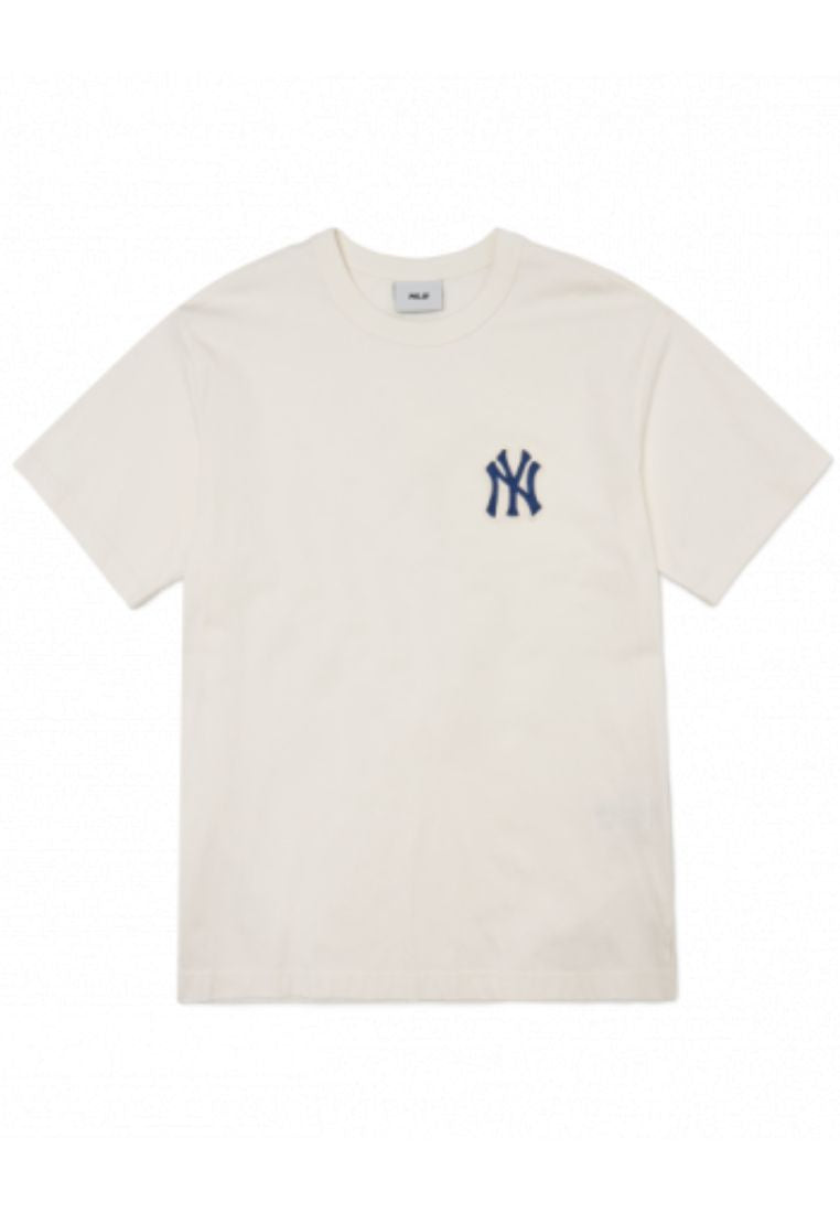 Basic Monogram Back Logo Short Sleeve T-Shirt New York Yankees Cream