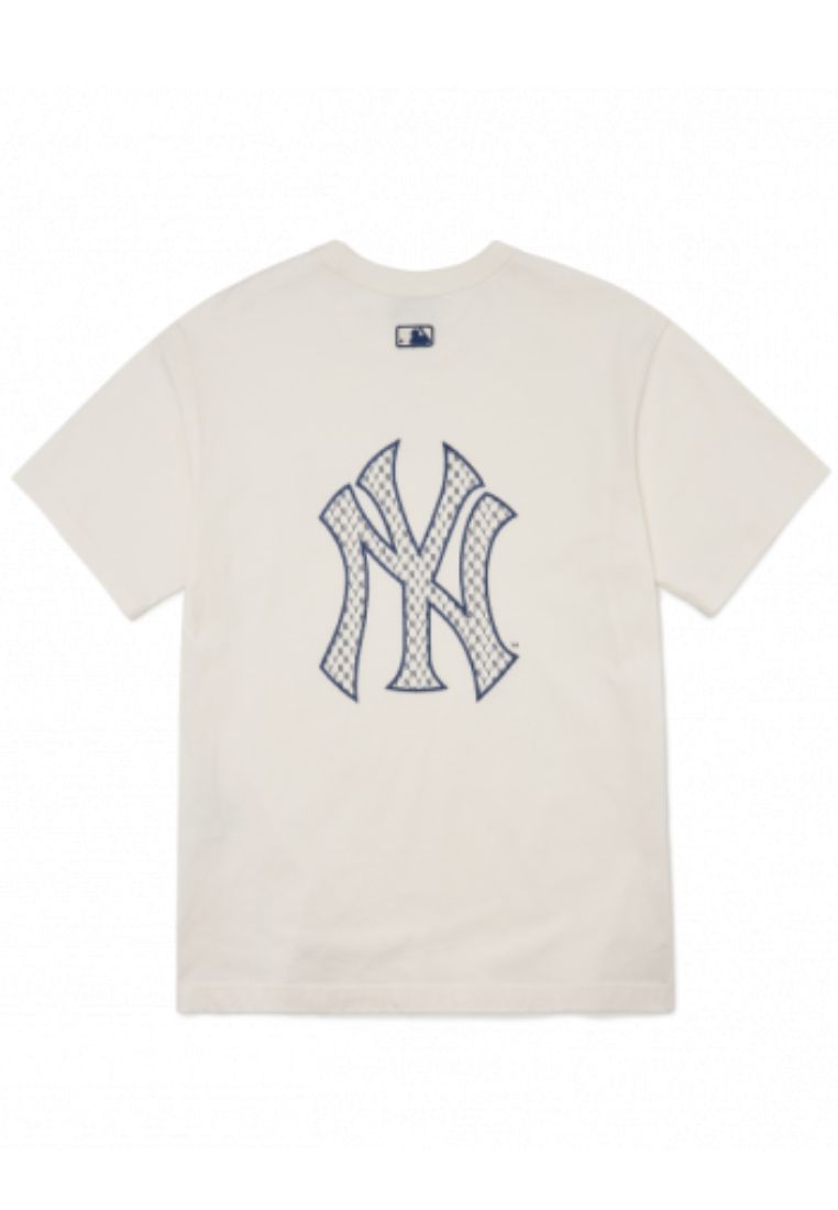 Basic Monogram Back Logo Short Sleeve T-Shirt New York Yankees Cream