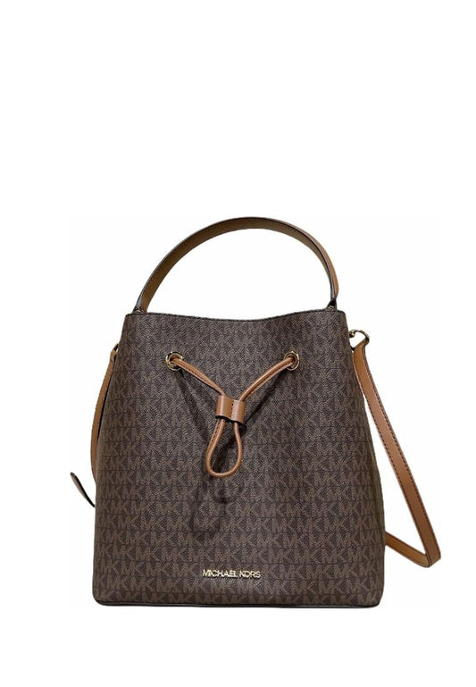 Suri Large Bucket Messenger Bag PVC Leather MK Signature Brown