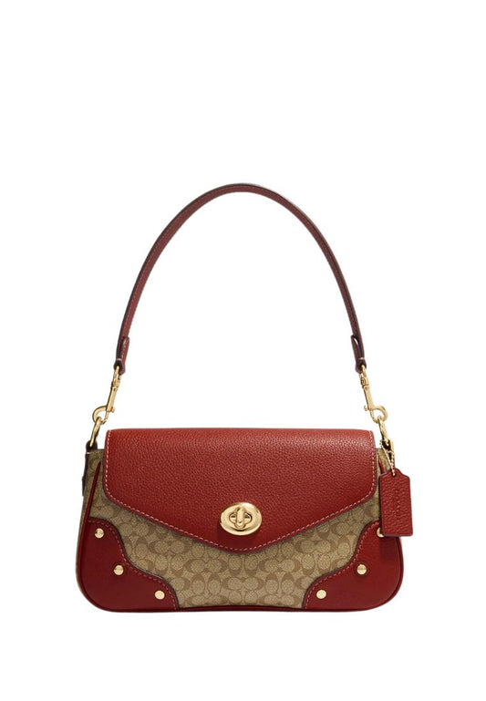 Millie Shoulder Bag In Colorblock Signature Canvas Terracotta